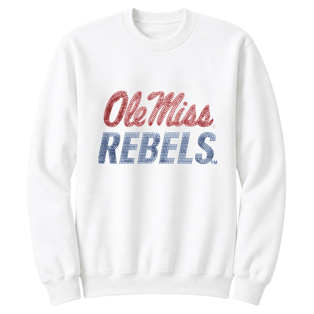 University of Mississippi Ole Miss Rebels Script White Crewneck Sweatshirt