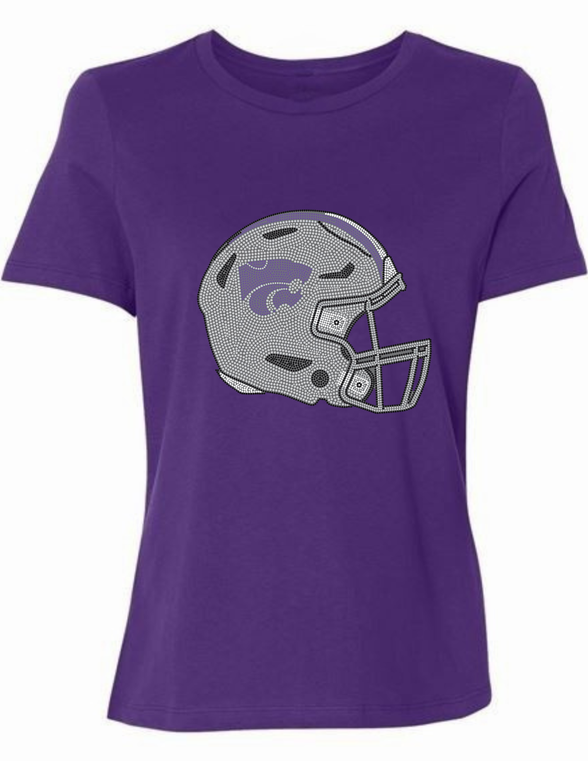 Kansas State Helmet Purple Short Sleeve Crewneck T-Shirt