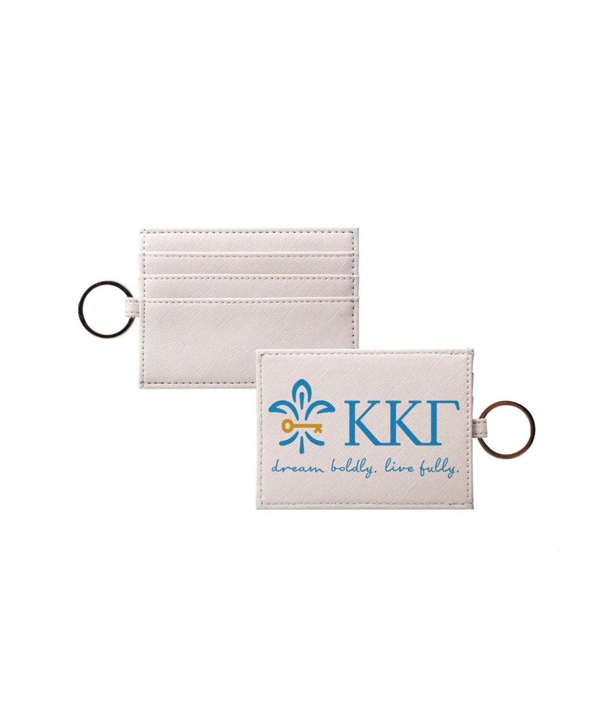 KKG Vegan Saffiano Leather Keychain Card Holder - Dream Boldly. Live Fully.