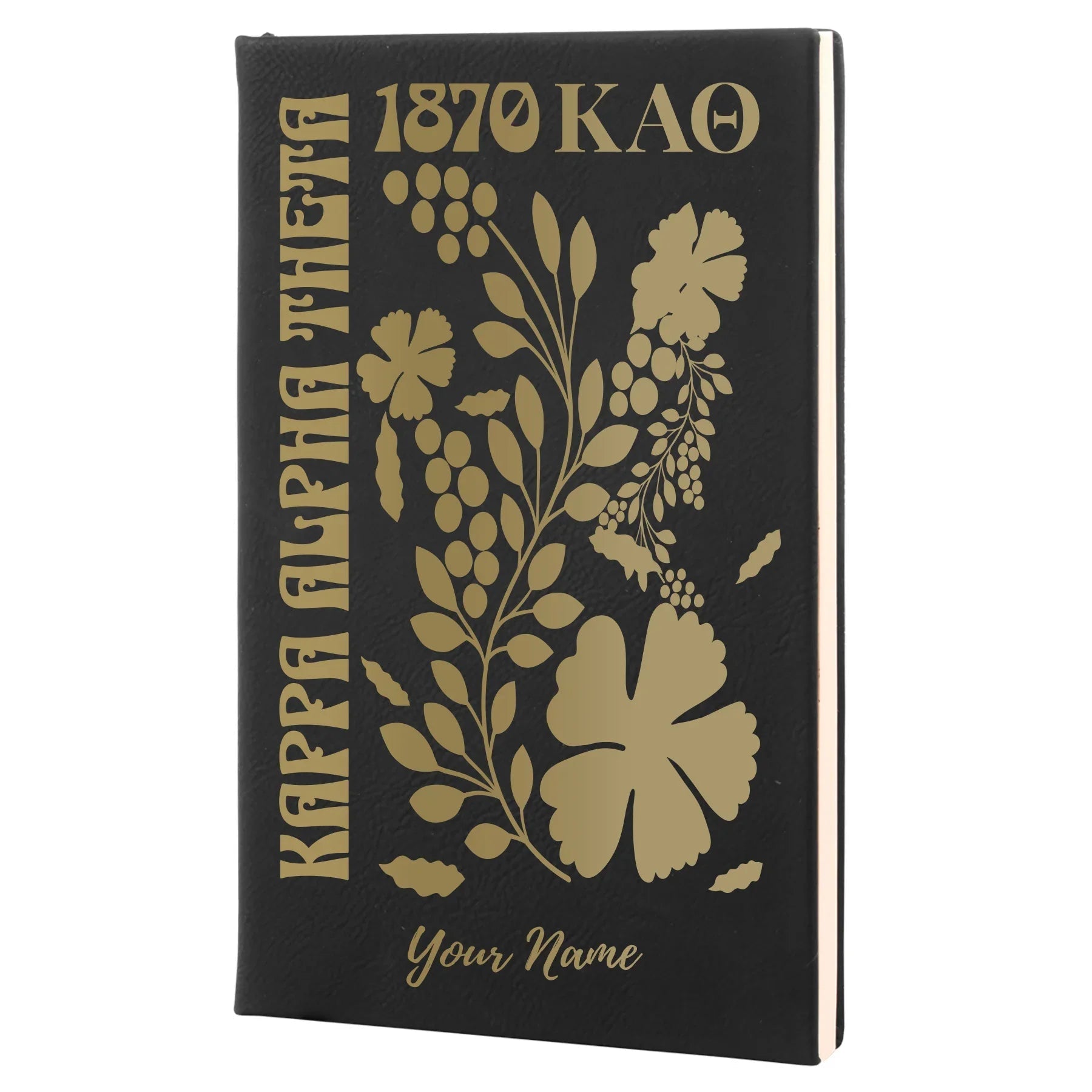 Kappa Alpha Theta Personalized Leatherette Notebook Journal - Retro Floral
