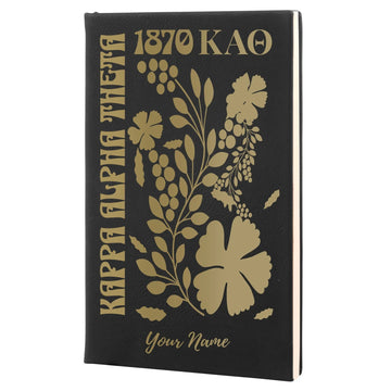 Kappa Alpha Theta Personalized Leatherette Notebook Journal - Retro Floral