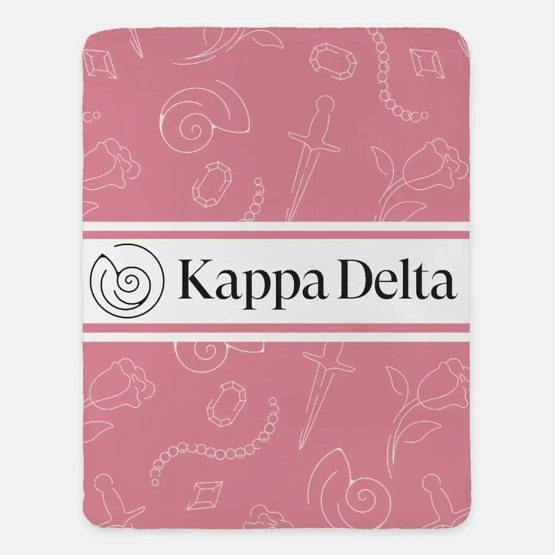 Kappa Delta XL 60x80 Sherpa Throw Blanket Icon Pattern
