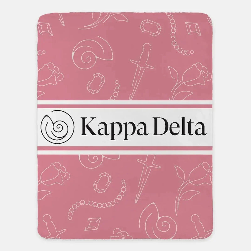Kappa Delta XL 60x80 Sherpa Throw Blanket Icon Pattern