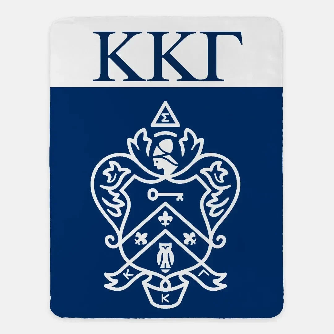 Kappa Kappa Gamma XL 60x80 Blue Wide Band Sherpa Blanket