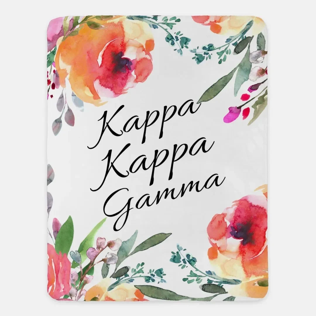 Kappa Kappa Gamma XL 60x80 Floral Sherpa Blanket