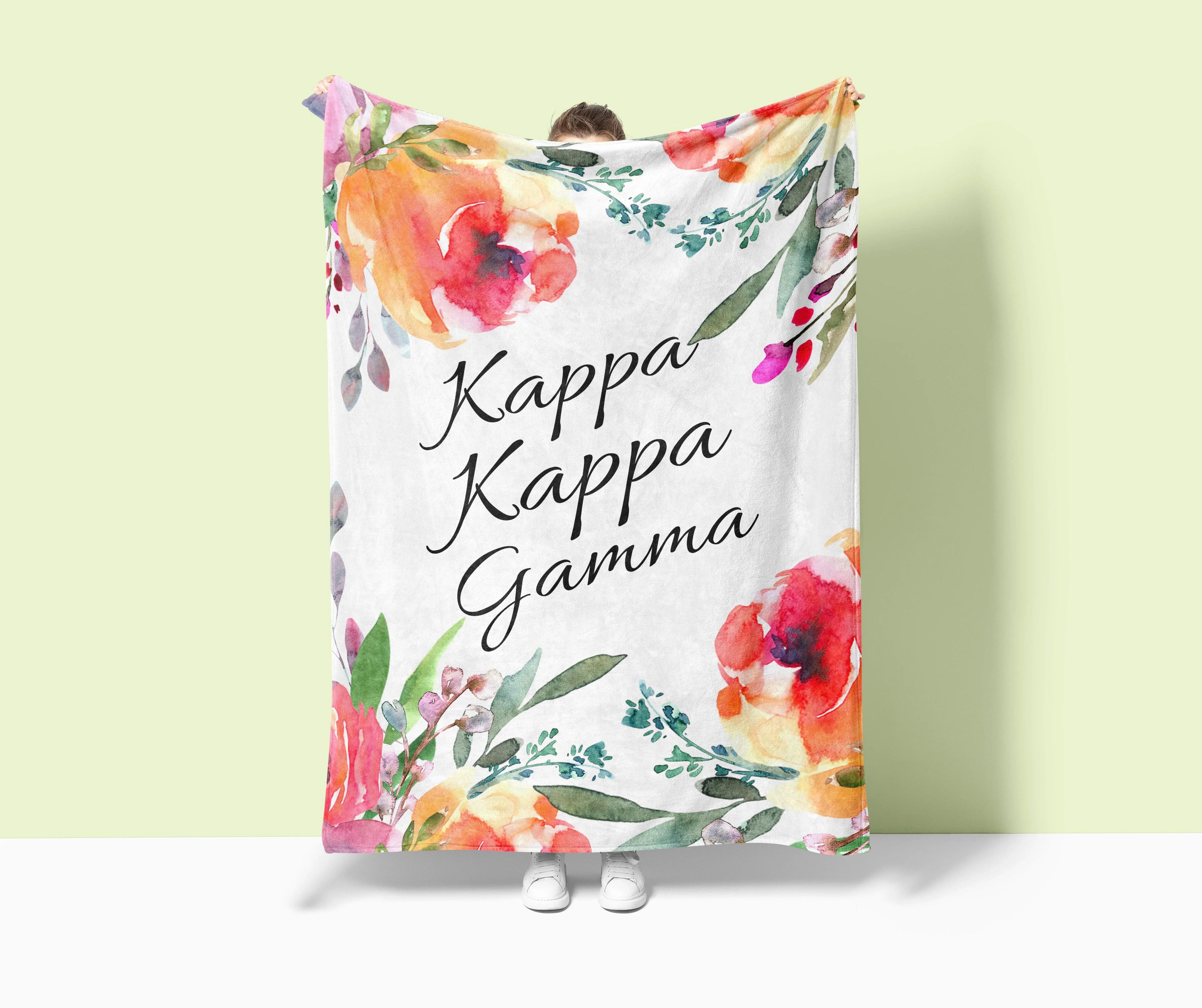 Kappa Kappa Gamma XL 60x80 Floral Sherpa Blanket