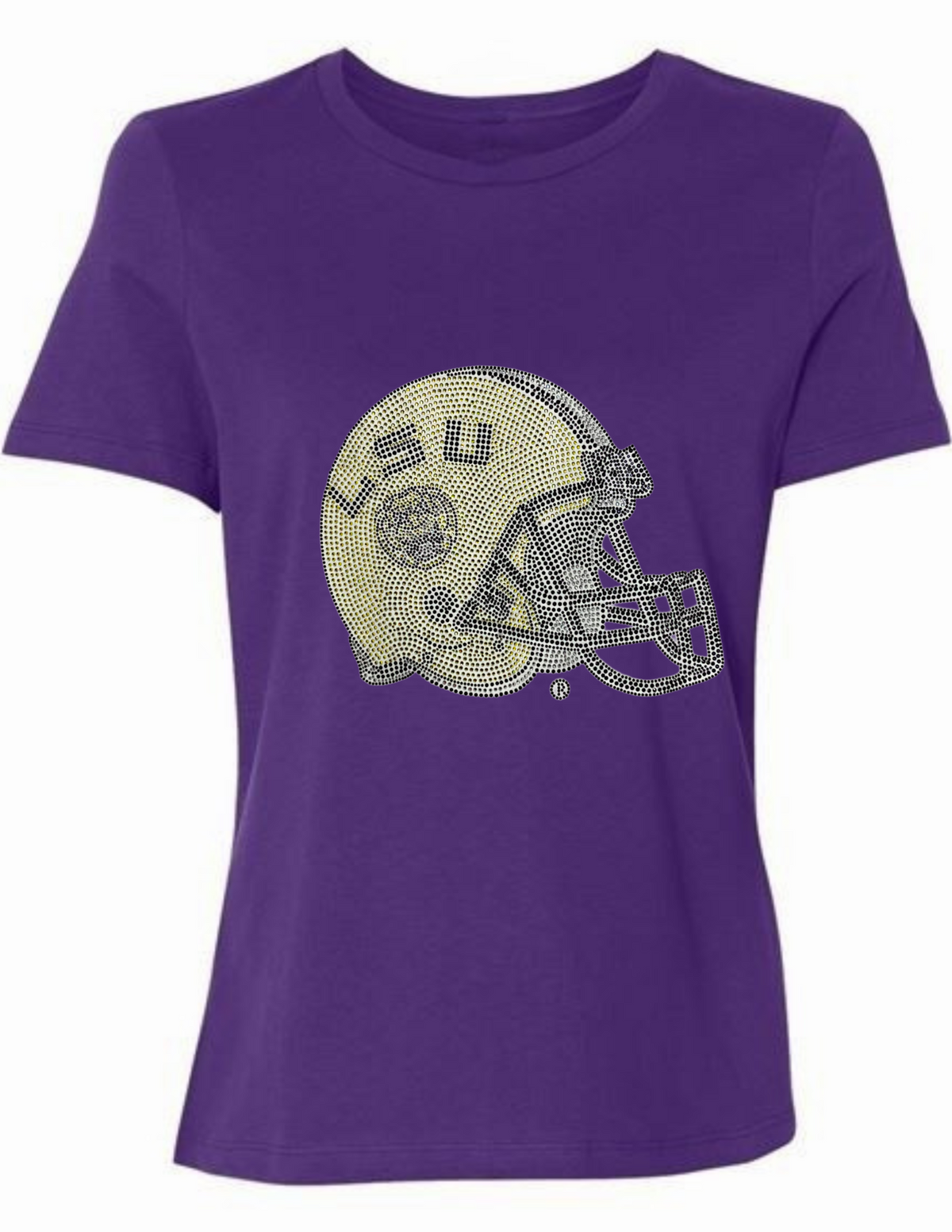 Louisiana State University Helmet Purple Crewneck T-Shirt