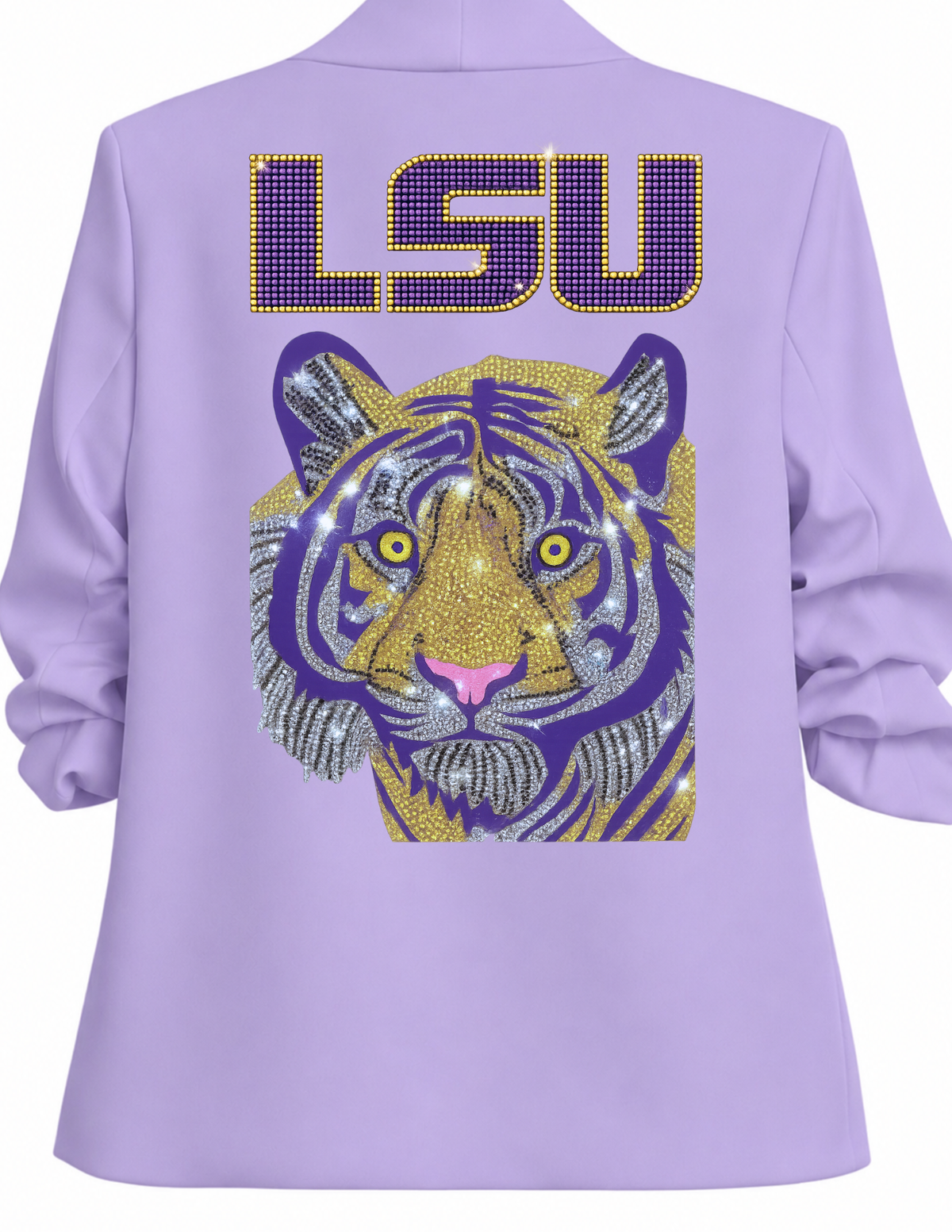Louisiana State University Purple Tiger Ruched Sleeve Lavender Blazer