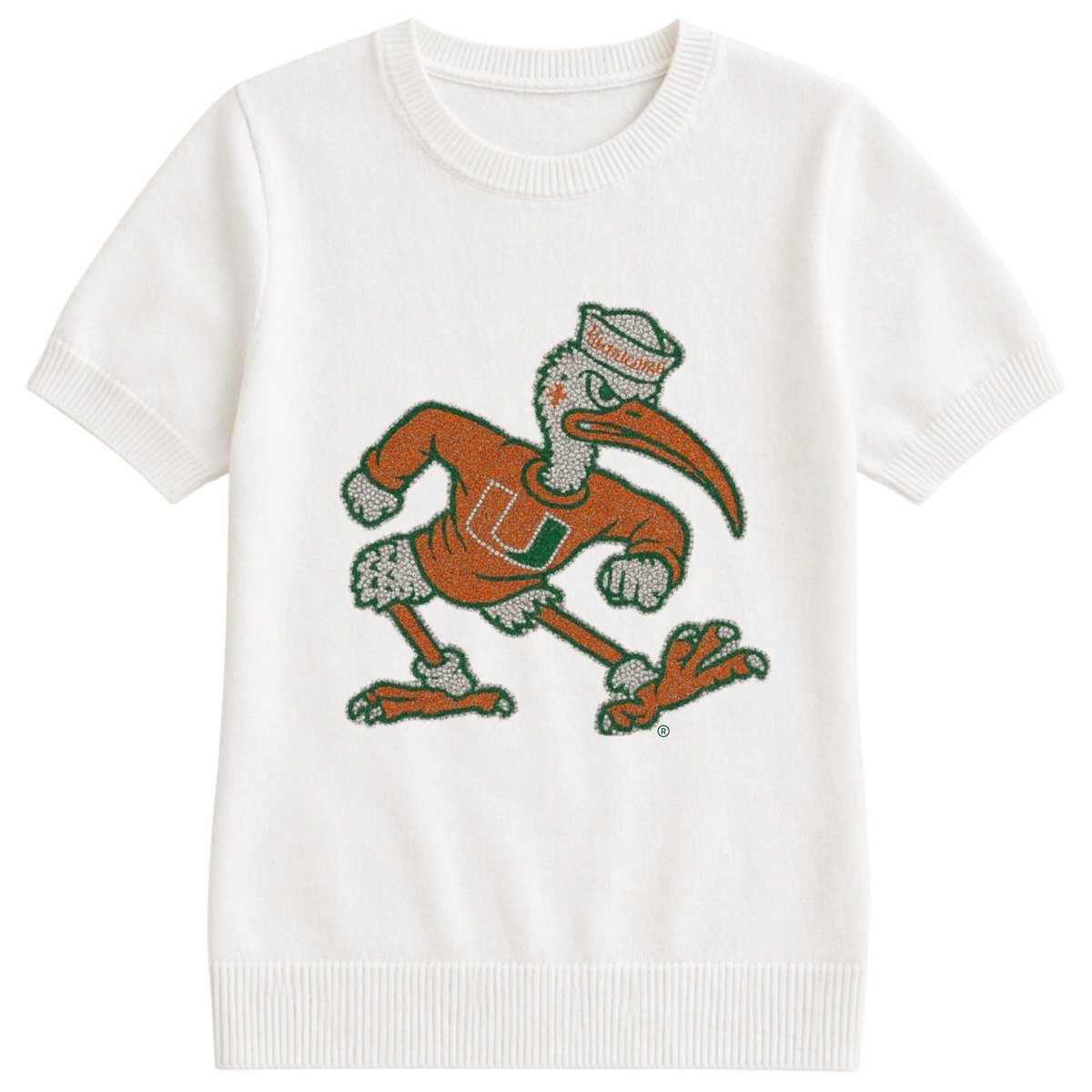 University of Miami Sebastian Ivory Short Sleeve Sweater