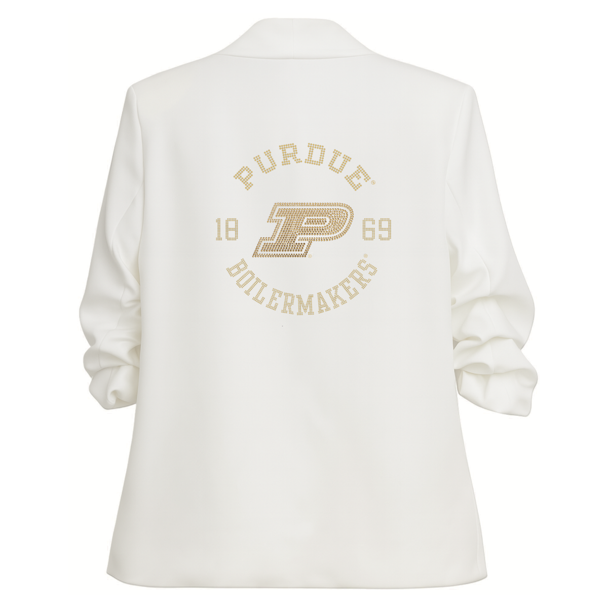 Purdue University Boilermakers Est Ruched White Blazer