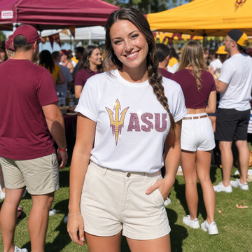 Arizona State Pitchfork ASU White Crewneck T-Shirt