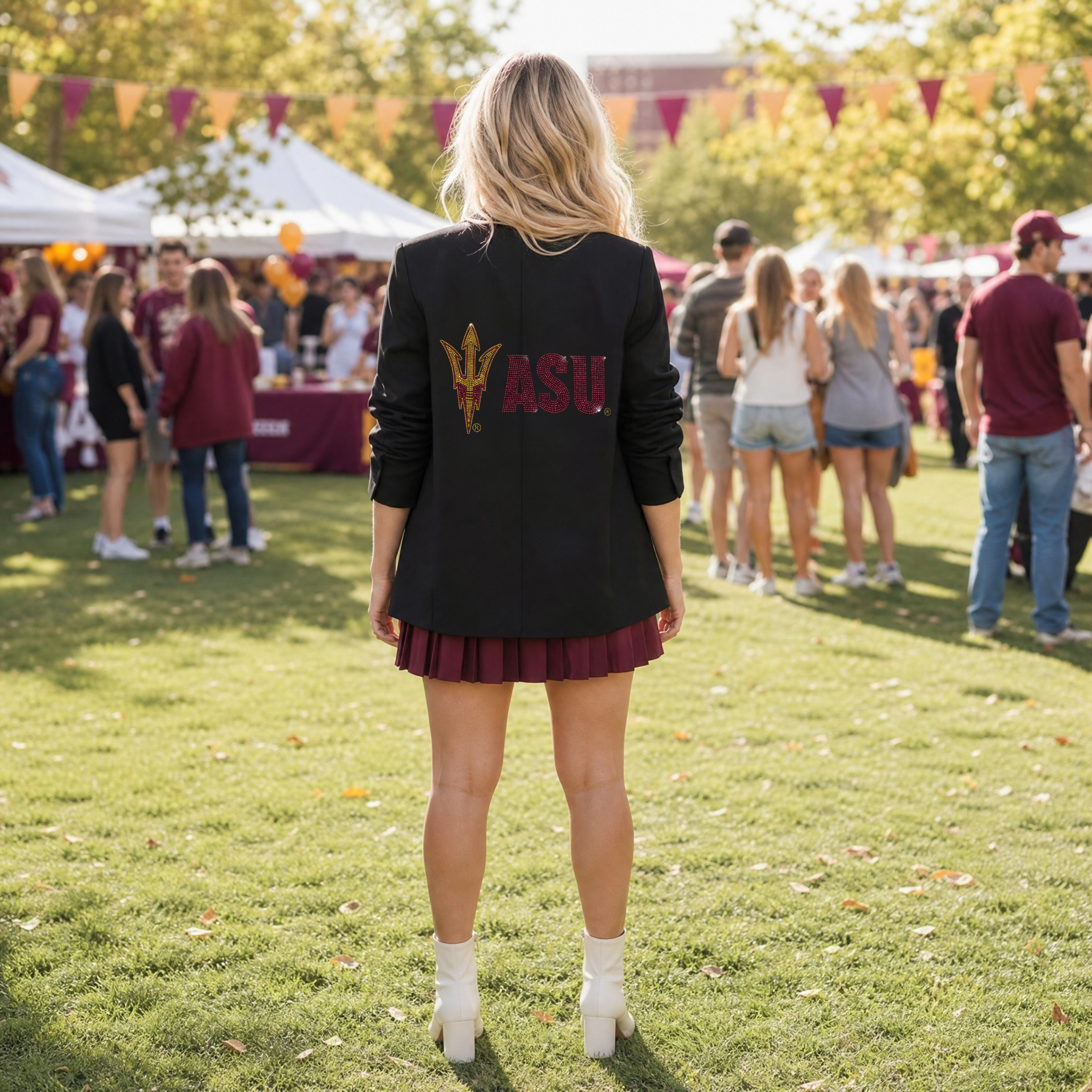 Arizona State Pitchfork ASU Black Ruched Blazer