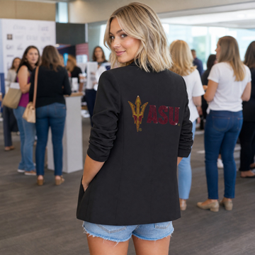 Arizona State Pitchfork ASU Black Ruched Blazer