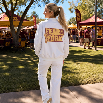 Arizona State Fear The Fork White Bomber Jacket