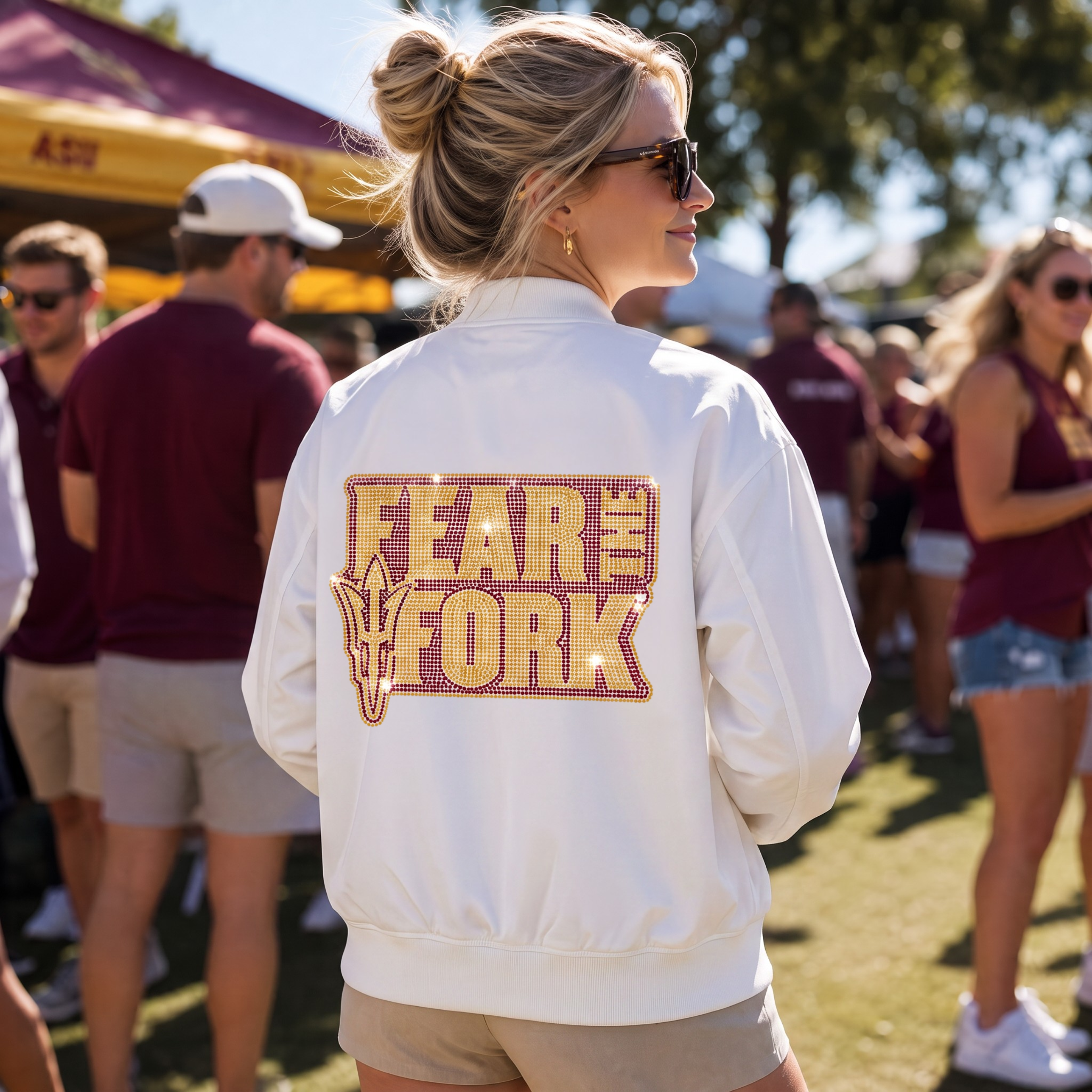 Arizona State Fear The Fork White Bomber Jacket