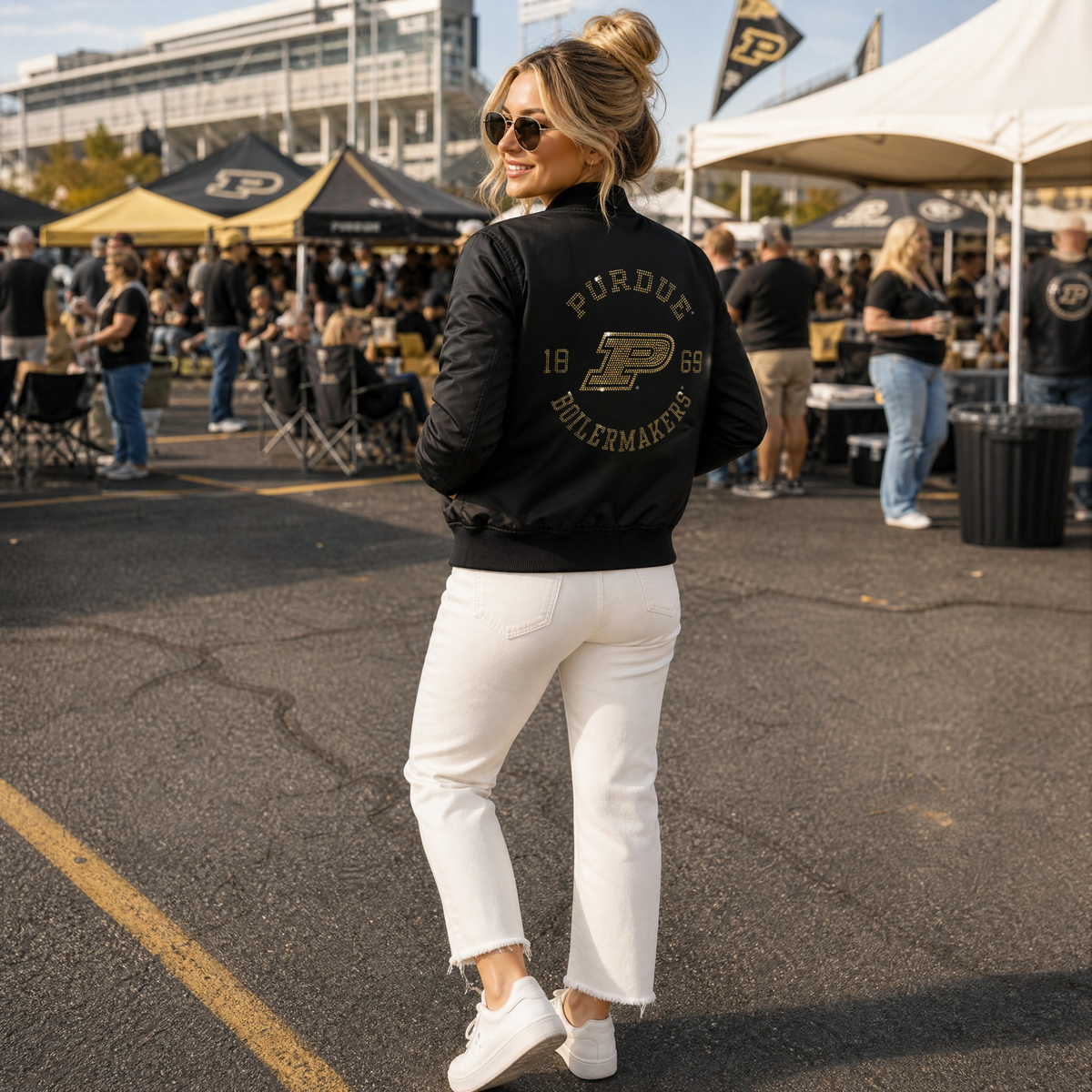 Purdue University Boilermakers EST Black Bomber Jacket
