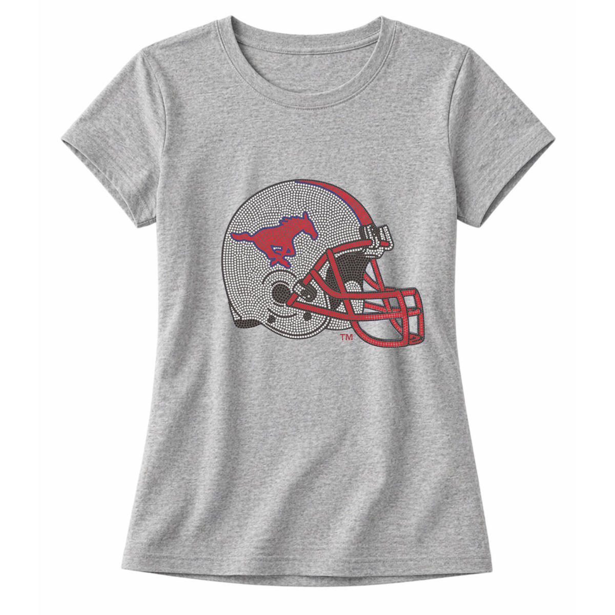 SMU Helmet Gray Crewneck T-Shirt
