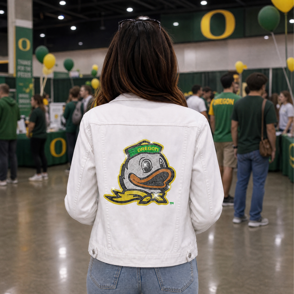 University of Oregon Duck White Denim Jacket