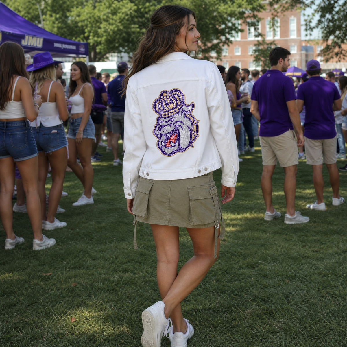 James Madison Bulldog White Denim Jacket