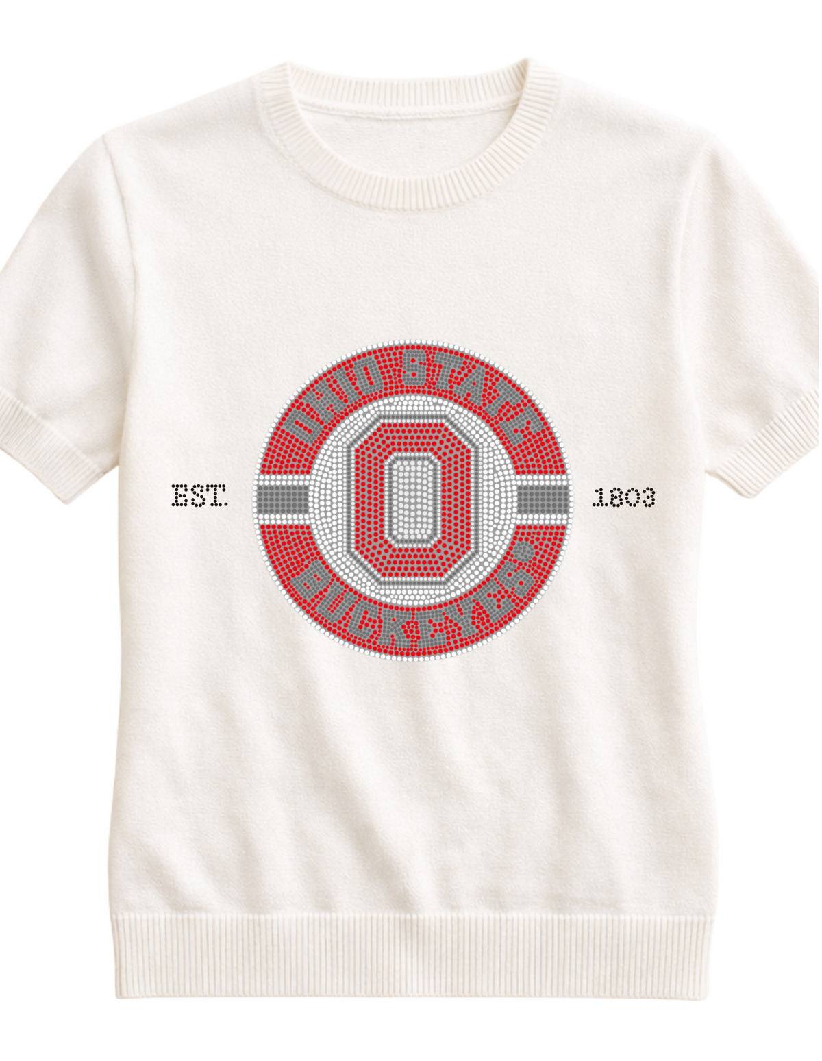 Ohio State Circle Decal Ivory Short Sleeve Sweater