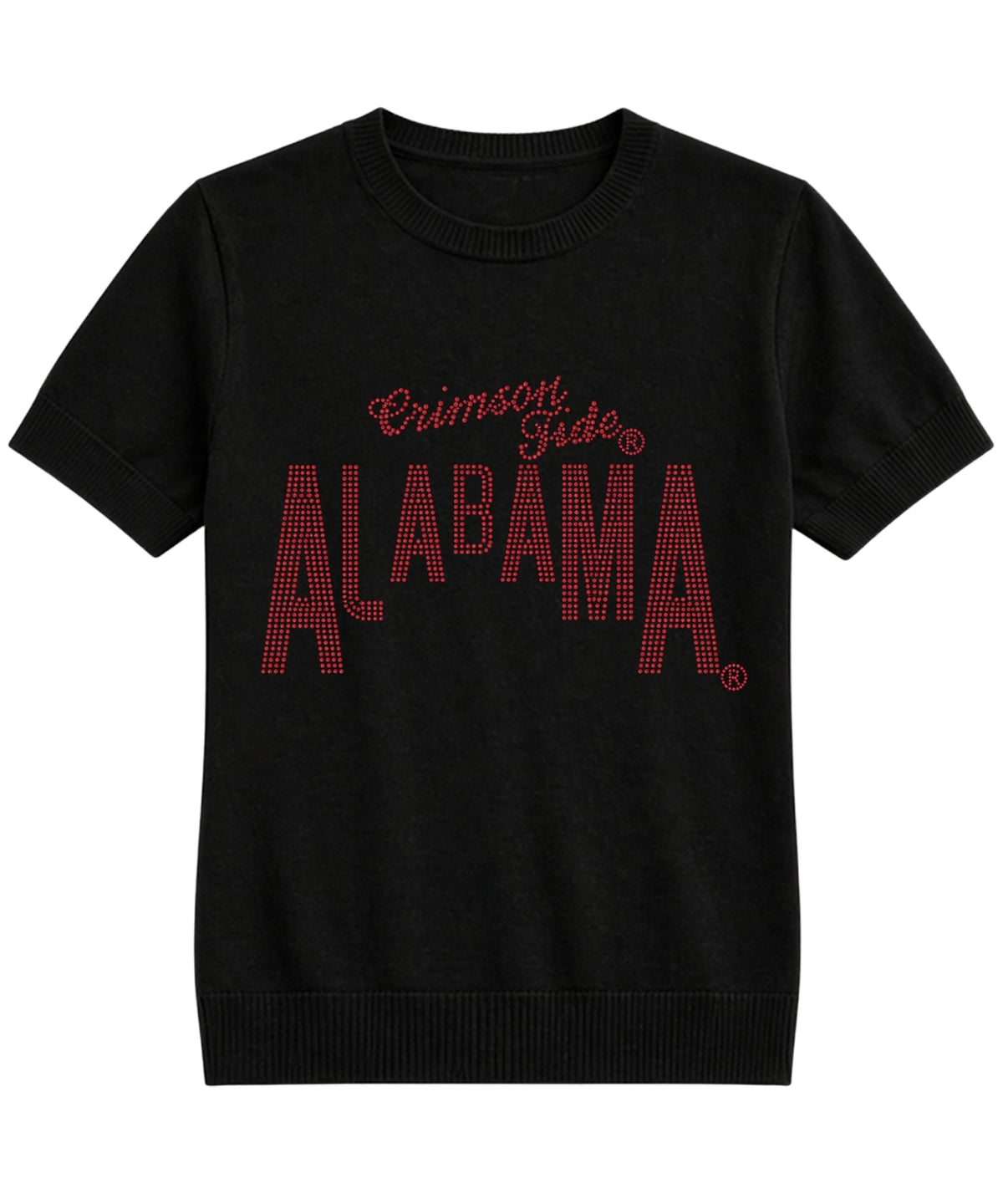 University of Alabama Crimson Tide Design Black Short Sleeve Sweater