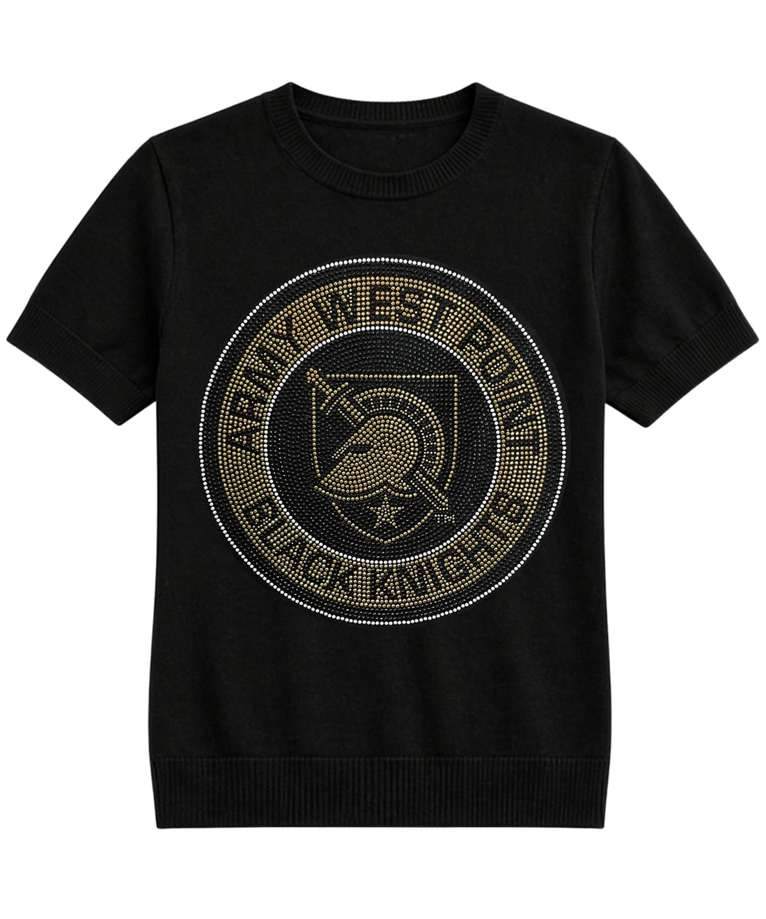 Army West Point Circle Athena Shield Black Short Sleeve Sweater