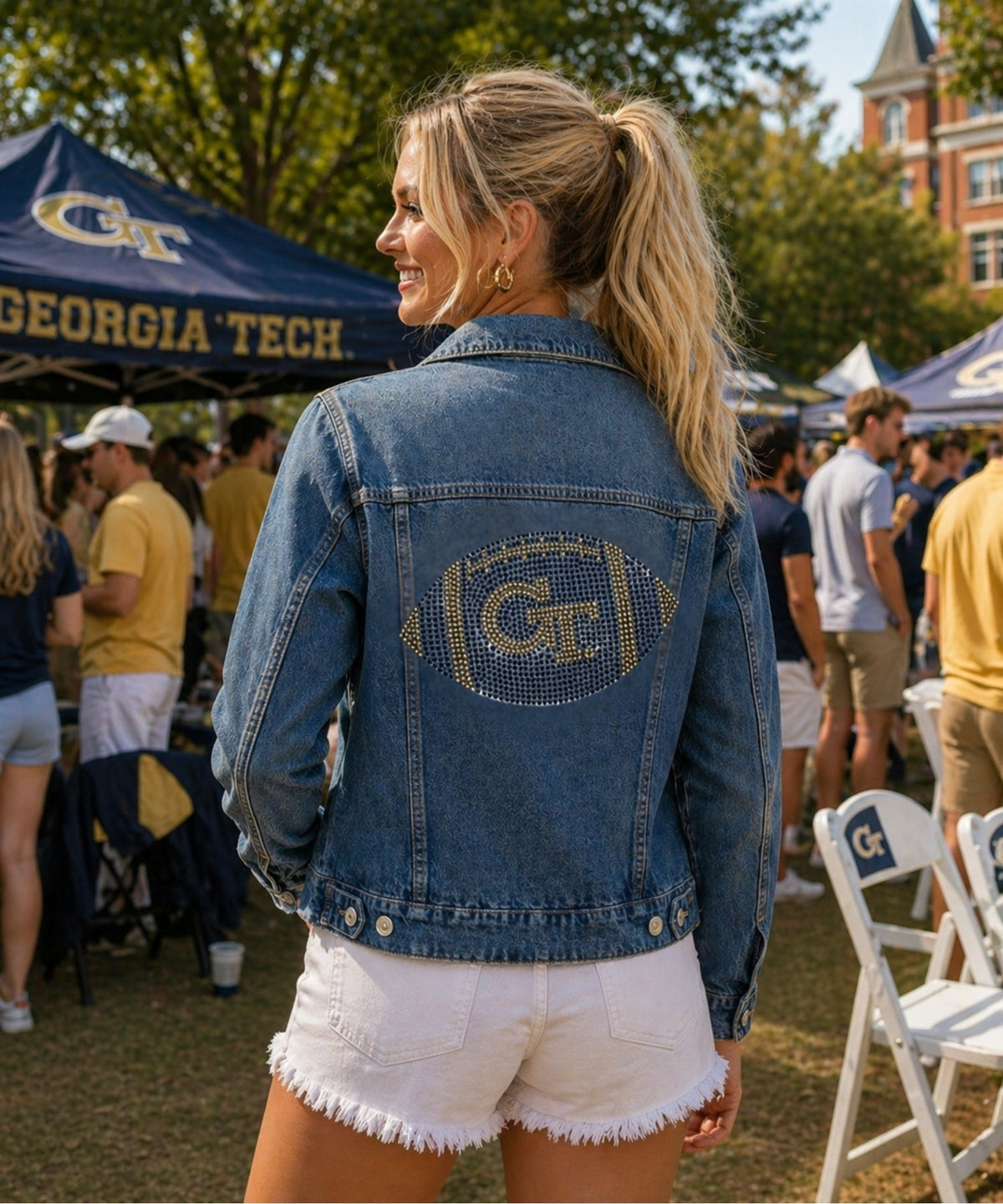 Georgia Tech Football Blue Denim Jacket