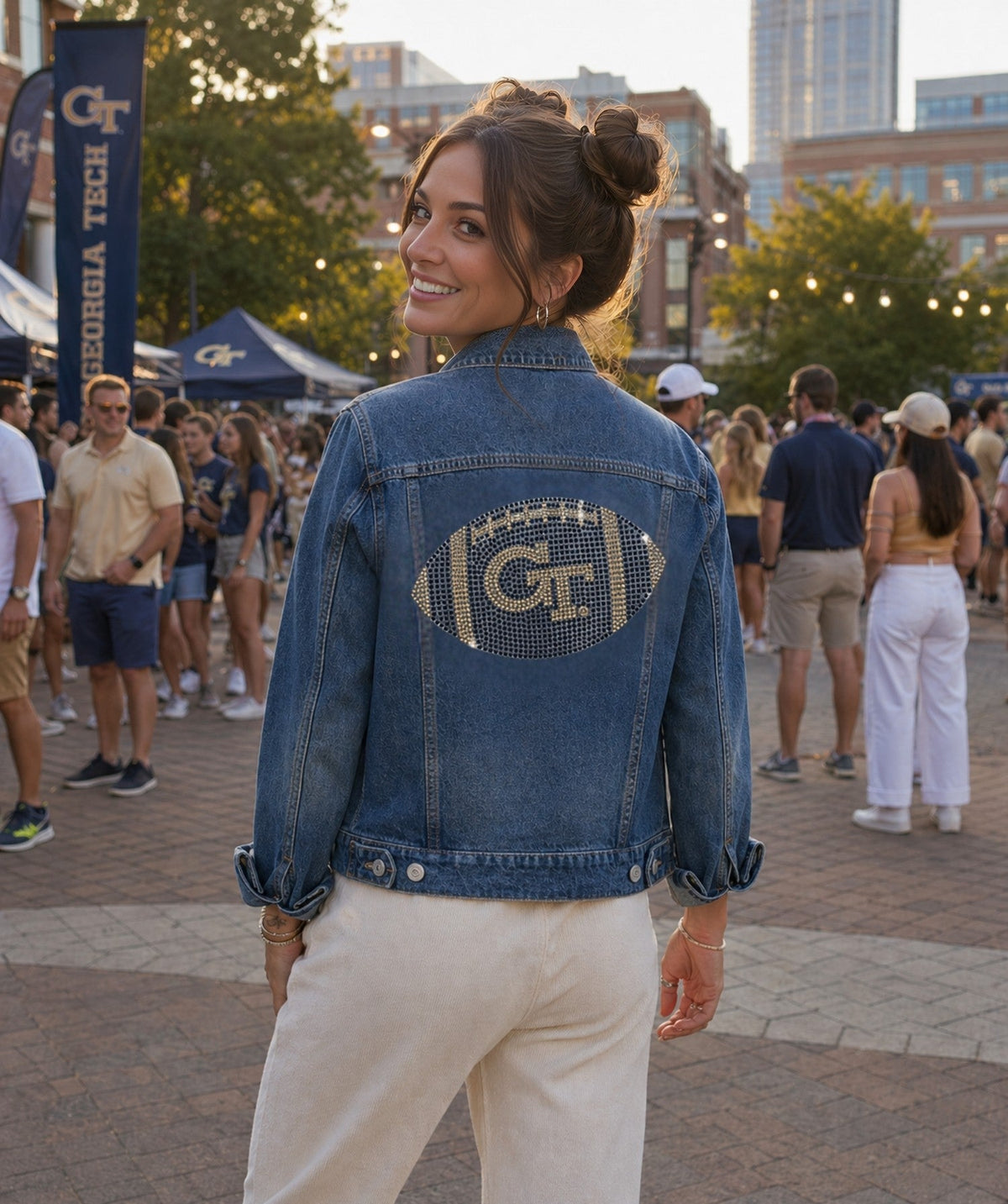 Georgia Tech Football Blue Denim Jacket