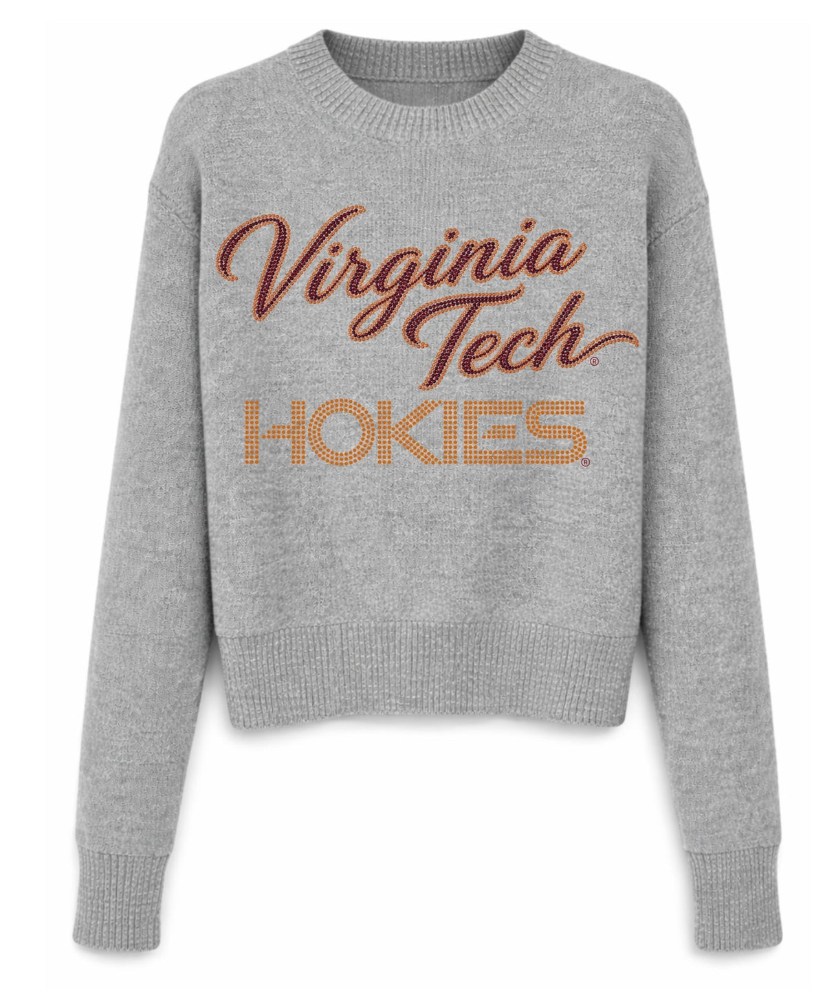 Virginia Tech Hokies Script Gray Crewneck Sweater