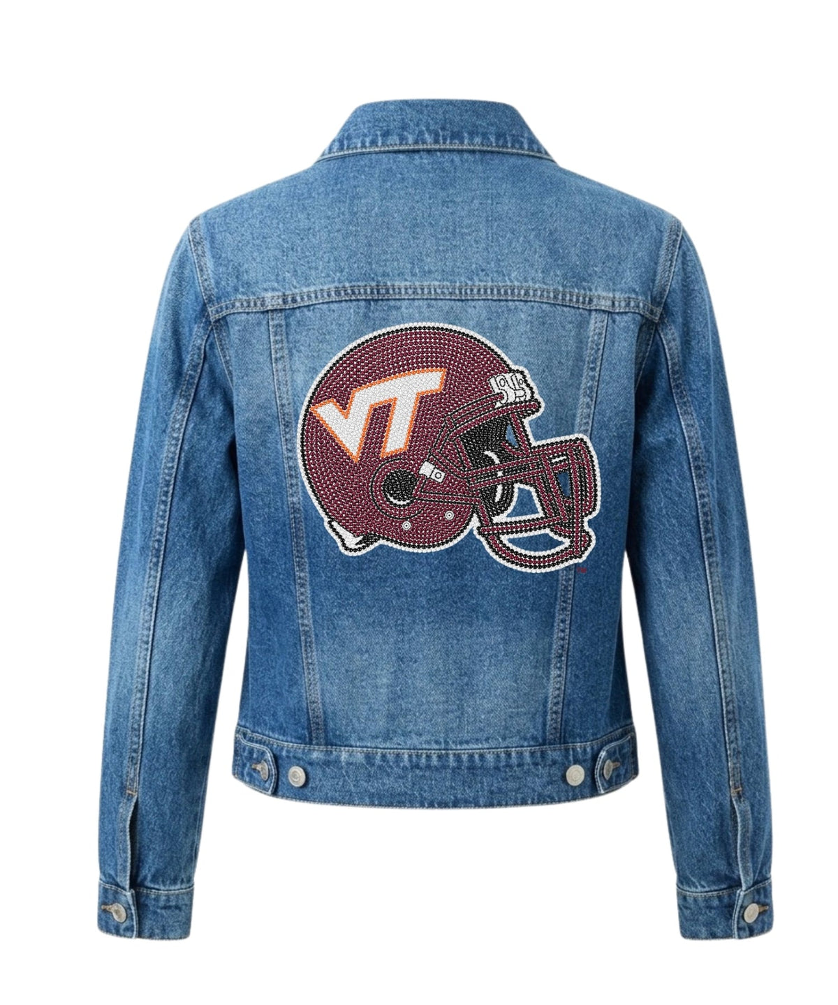 Virginia Tech Hokies Helmet Blue Denim Jacket