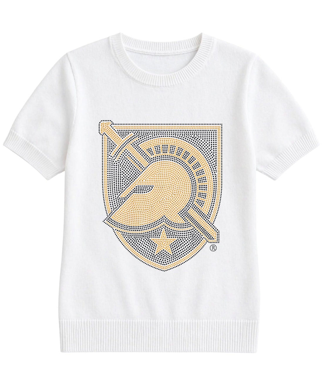 Army West Point Black Knights Shield Ivory Short Sleeve Sweater