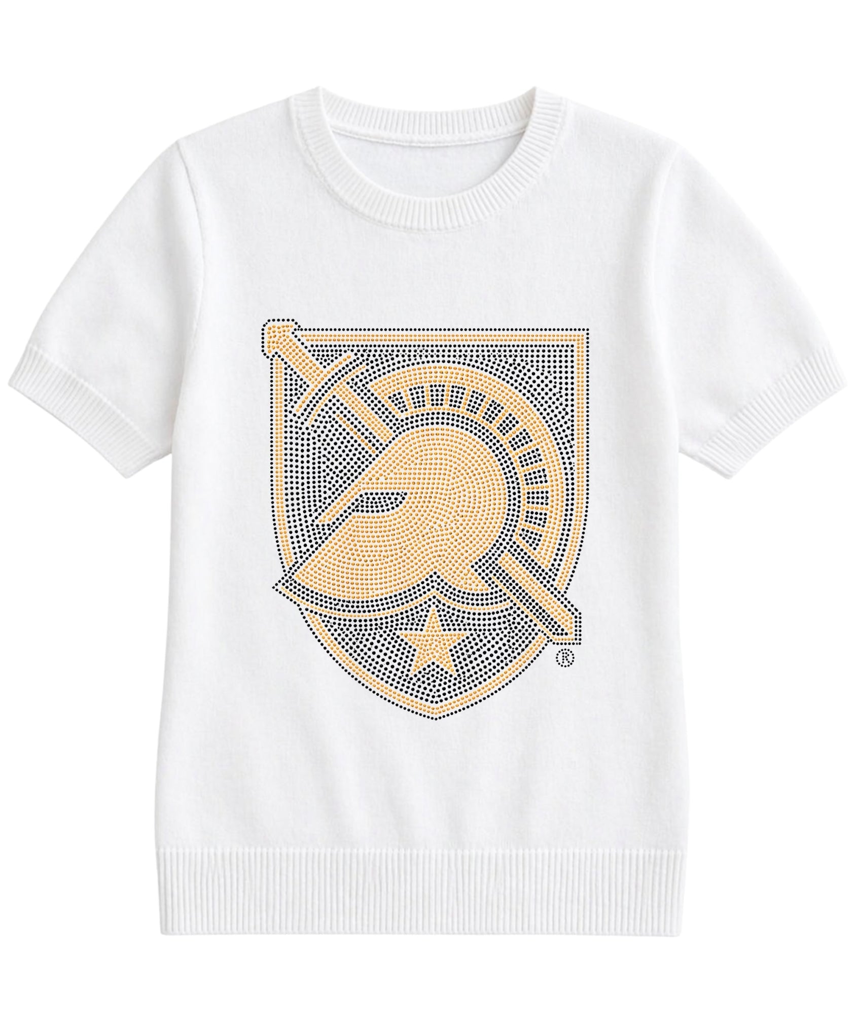 Army West Point Black Knights Shield Ivory Short Sleeve Sweater