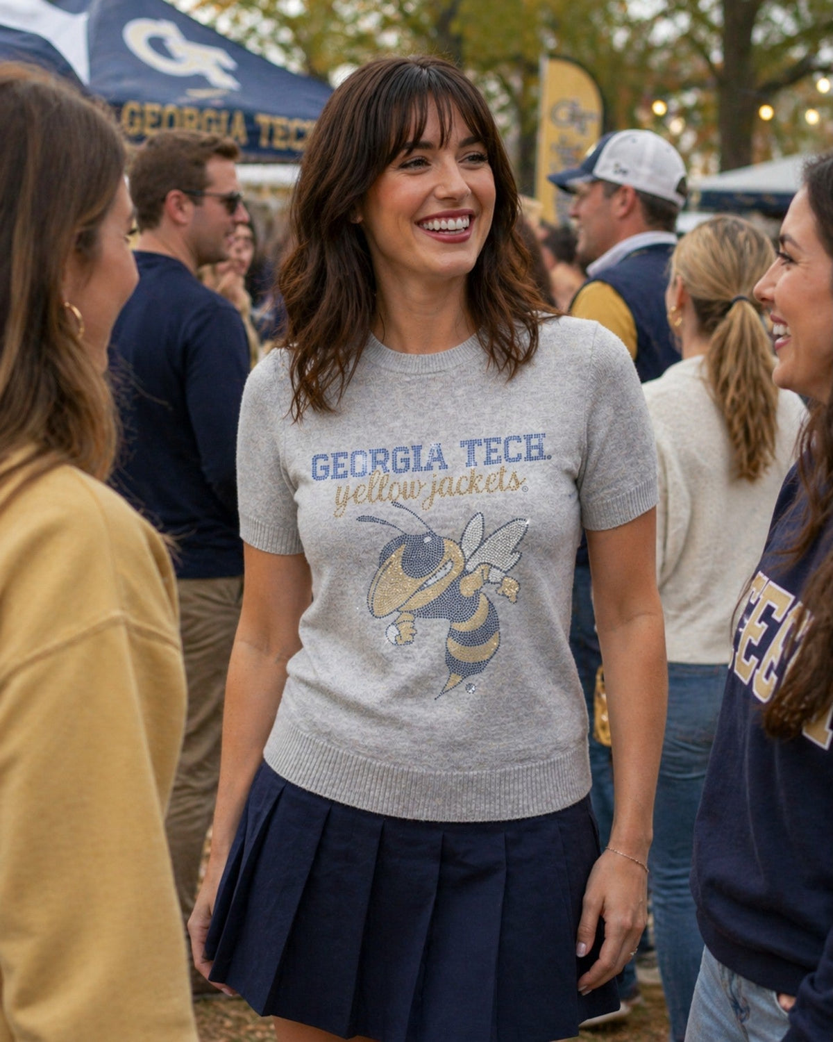 Georgia Tech Yellow Jackets Grey Short Sleeve Sweater