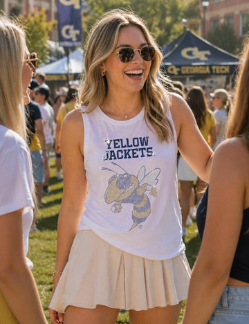 Georgia Tech Buzz Yellow Jackets White Tank Top