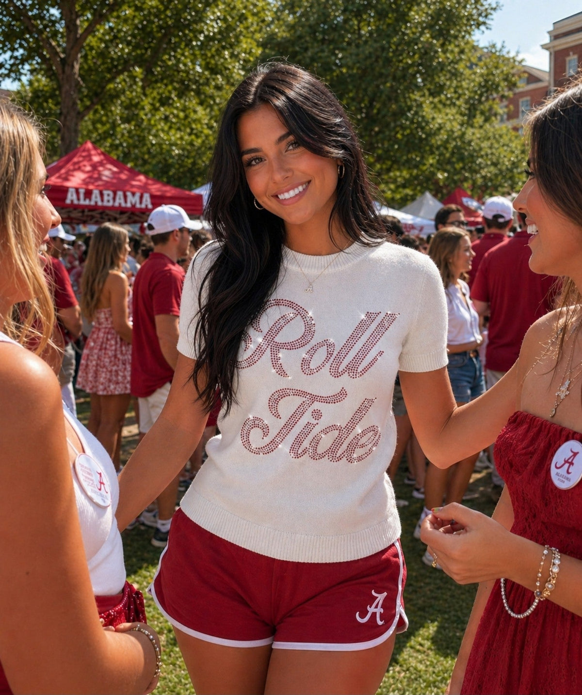 University of Alabama Roll Tide Ivory Short Sleeve Sweater