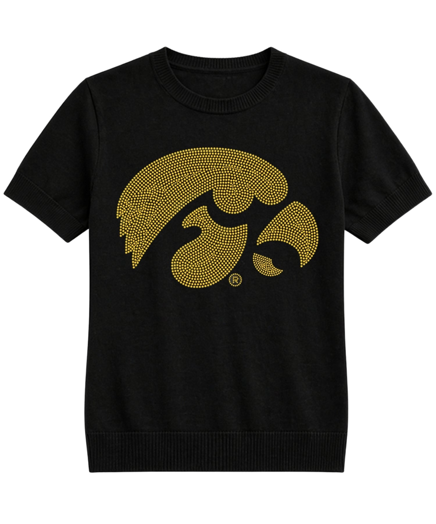 University of Iowa Gold Tigerhawk Black Short Sleeve Sweater