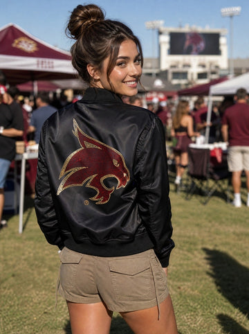 Texas State Bobcat Black Bomber Jacket