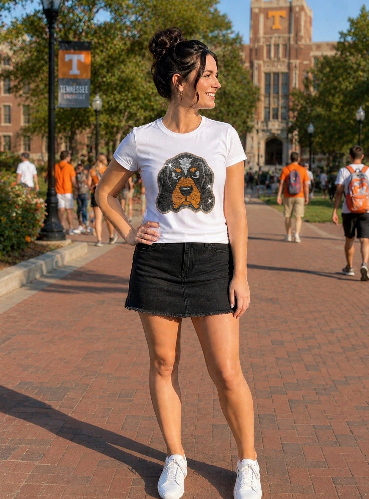 Tennessee Vols Smokey White Crewneck Short Sleeve T-Shirt