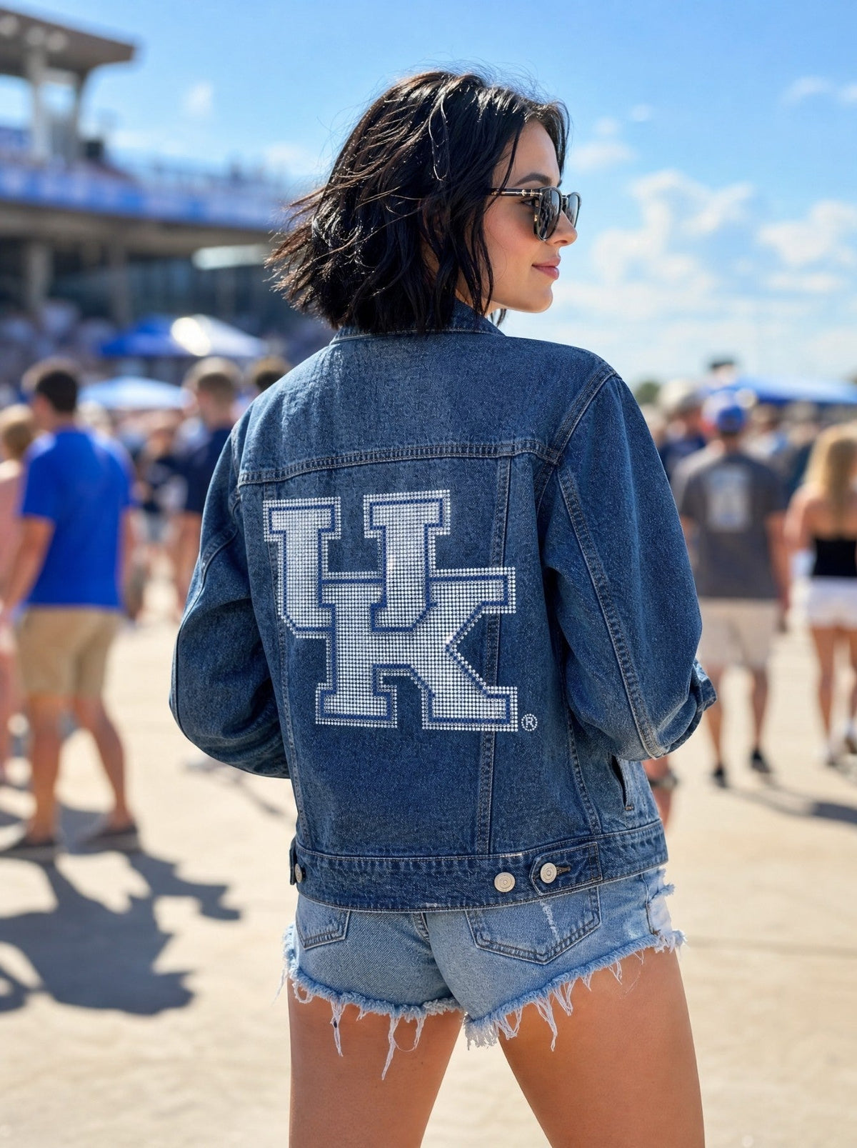 University of Kentucky White Interlocking UK Blue Denim Jacket