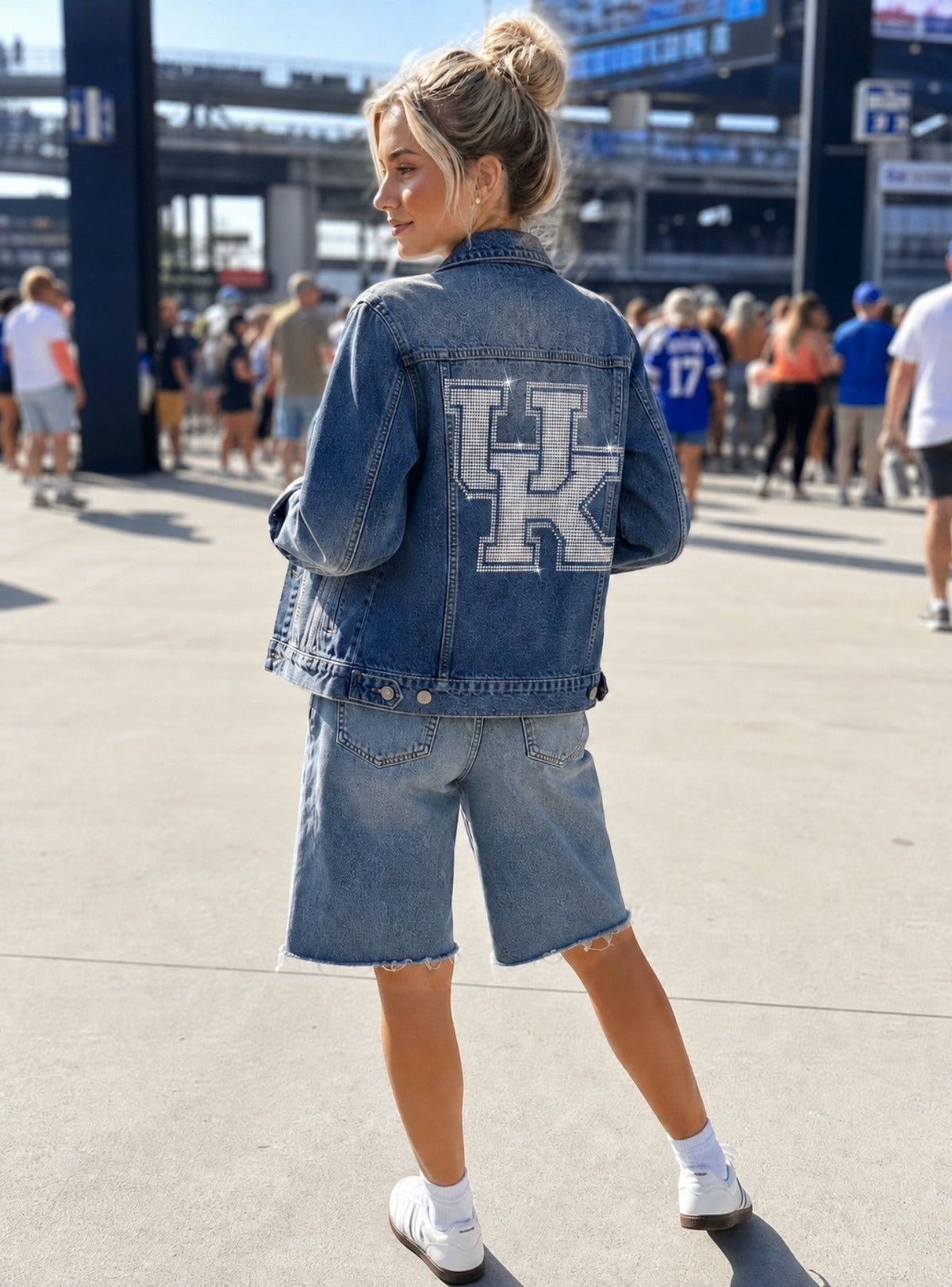 University of Kentucky White Interlocking UK Blue Denim Jacket