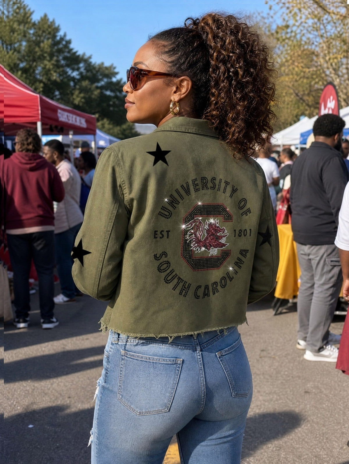 University of South Carolina EST 1801 Army Green Shacket