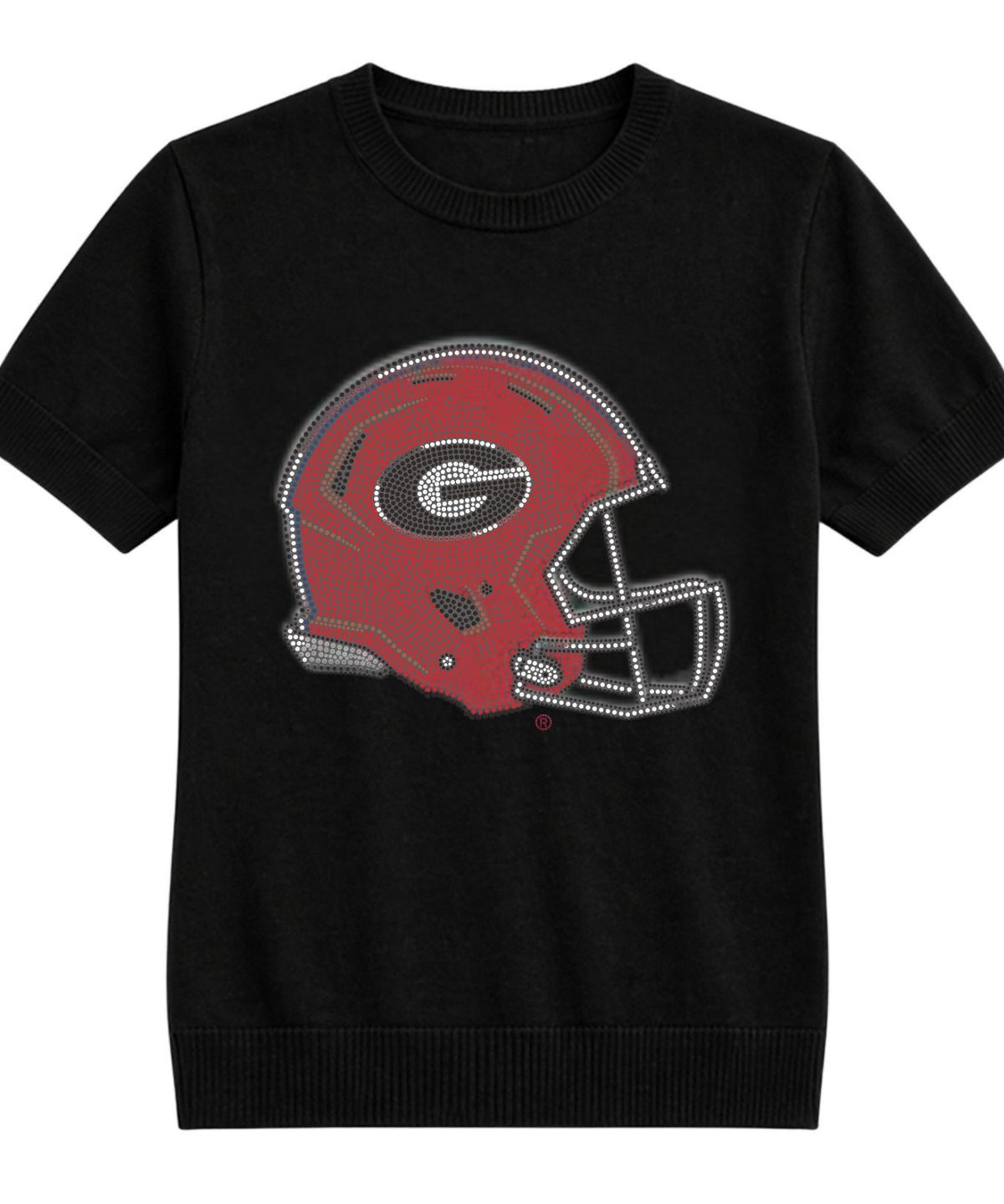 University of Georgia Helmet Black Short Sleeve Sweater