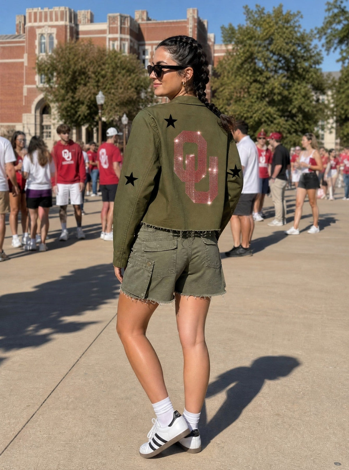 University of Oklahoma Interlocking OU Army Green Shacket