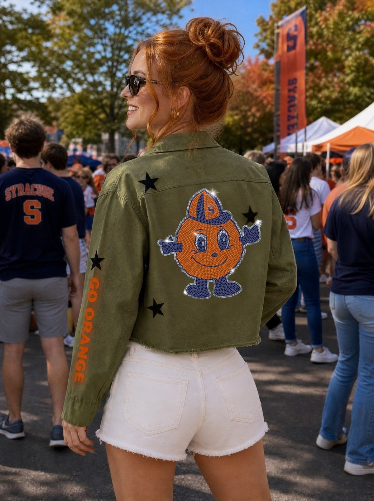 Syracuse University Otto Go Orange Army Green Shacket