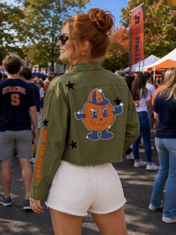 Syracuse University Otto Go Orange Army Green Shacket