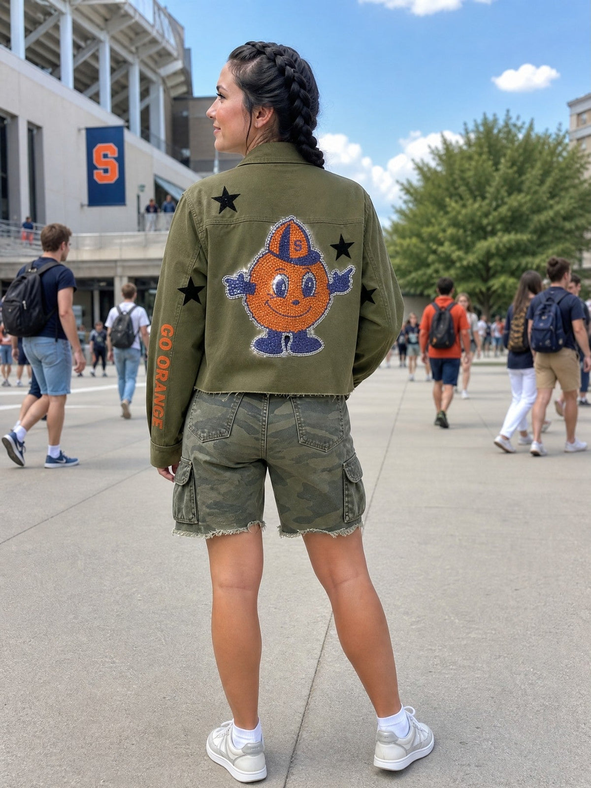 Syracuse University Otto Go Orange Army Green Shacket