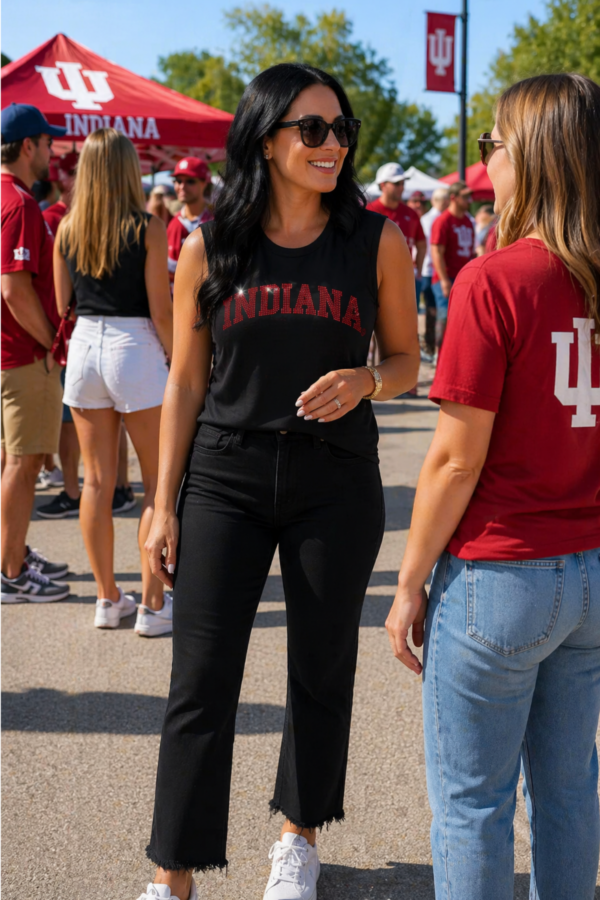 Indiana University Curve Black Tank Top