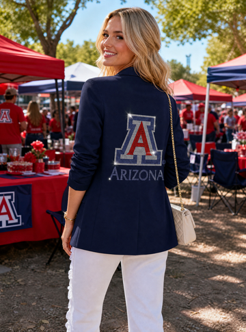 University of Arizona Block A Arizona Navy Ruched Sleeve Blazer