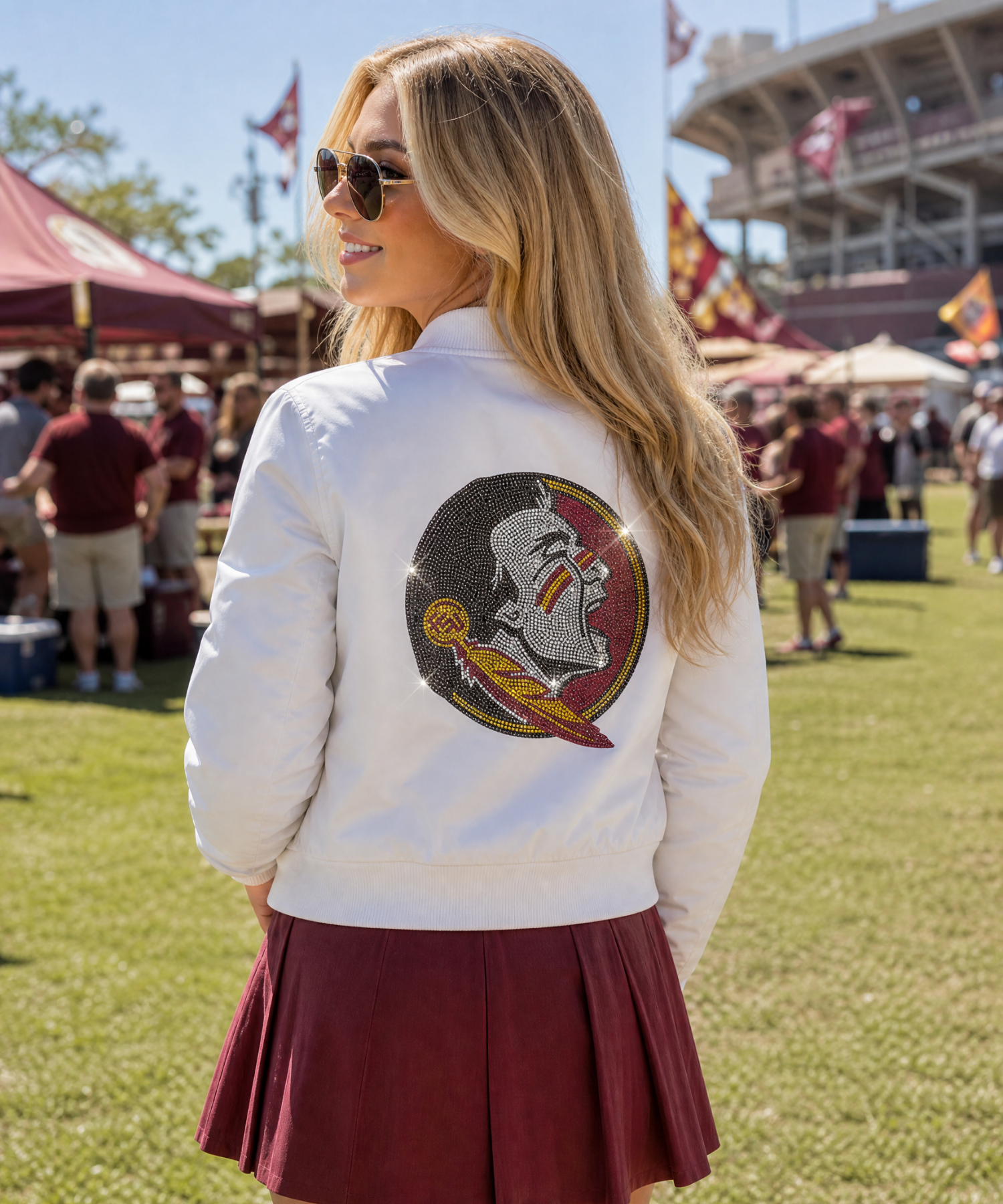 Florida State Mascot White Bomber Jacket