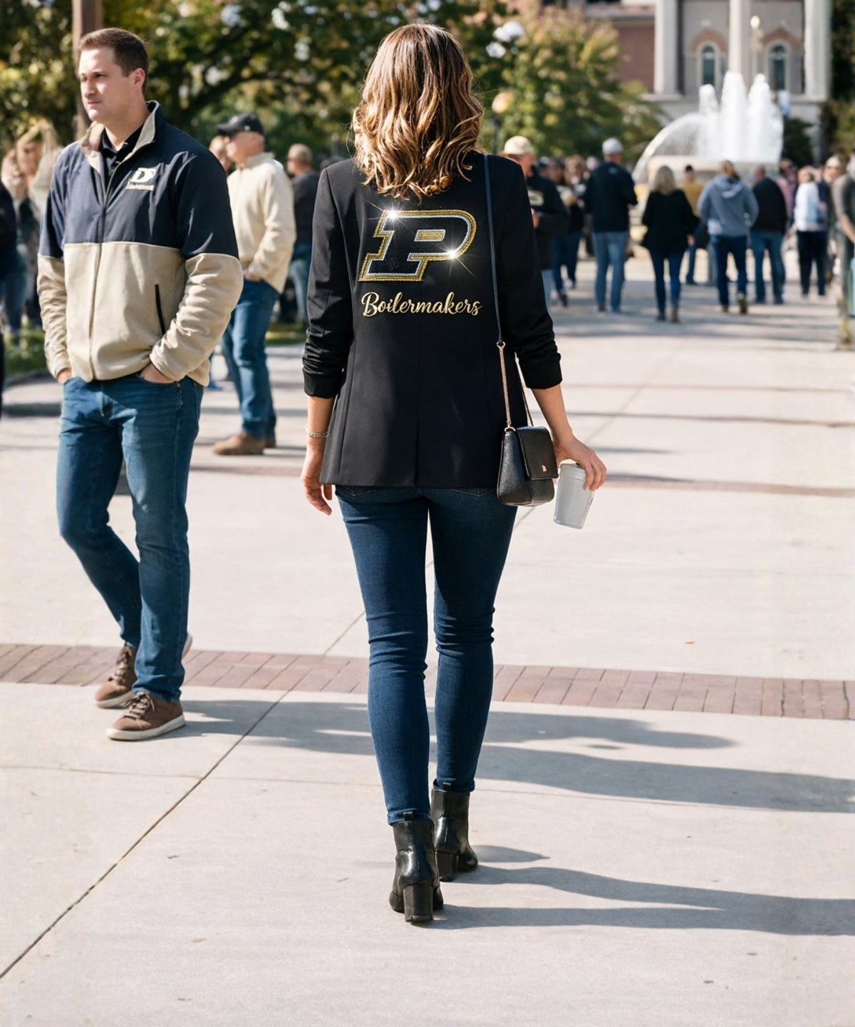 Purdue University Boilermakers P Black Ruched Blazer